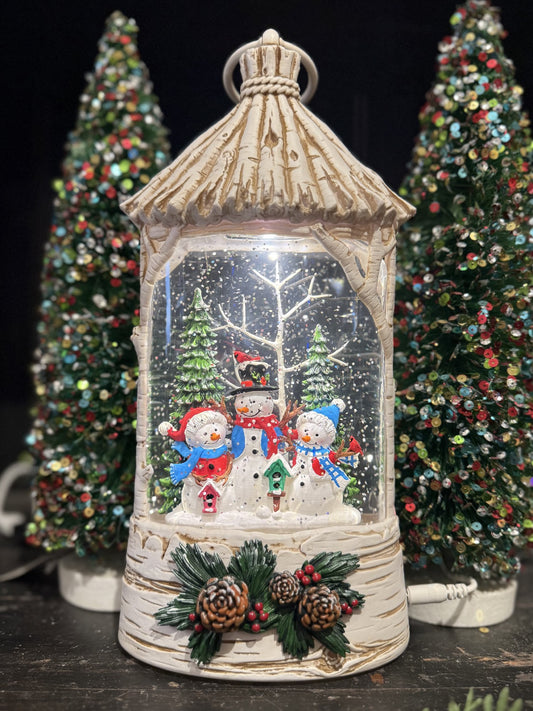 GLITER LANTERN Straw Hut Snowman 26B