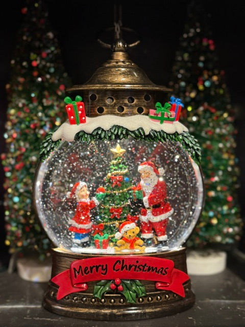GLITTER LANTERN - Festive Oval Santa 4A