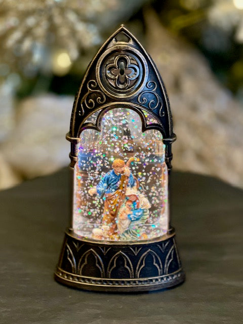 SNOWGLOBE MINI LED CATHEDRAL WITH NATIVITY MJ018