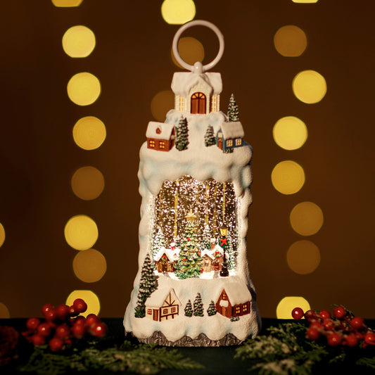 GLITTER LANTERN - TALL MOUNTAIN VILLAGE WITH CHRISTMAS TOWN JT31-2