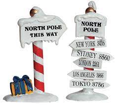 LEMAX VILLAGE - NORTH POLE SIGNS SET OF 2 64455