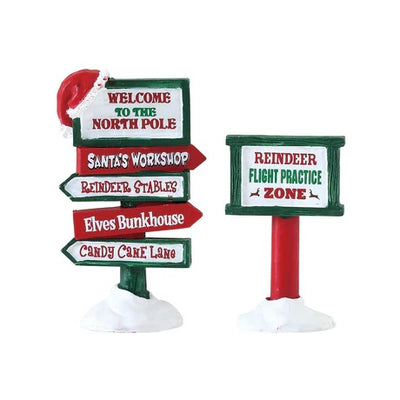 LEMAX VILLAGE - NORTH POLE VILLAGE SIGNS SET OF 2 74325