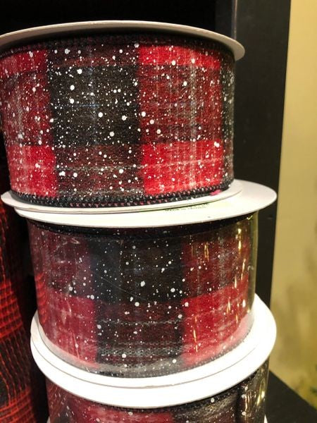 RED/BLACK BUFFALO CHECK SNOW FLECK RIBBON MTX62909