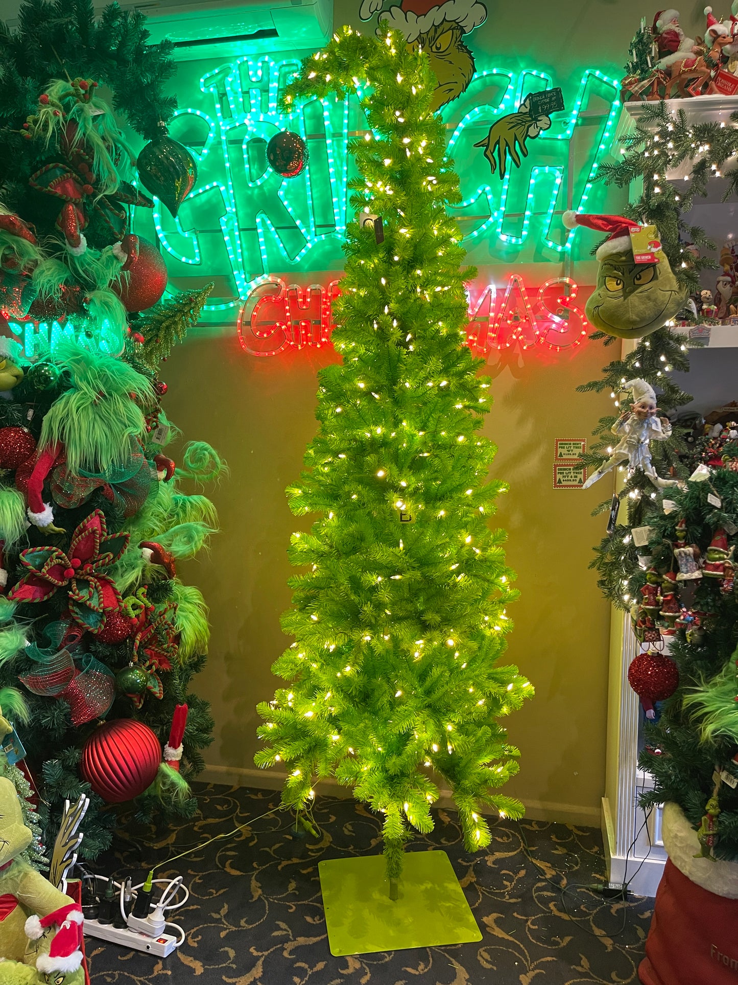 GRINCH GREEN PRE LIT 7.5FT BENT OVER TREE HZG77 (PICK UP IN STORE ONLY)