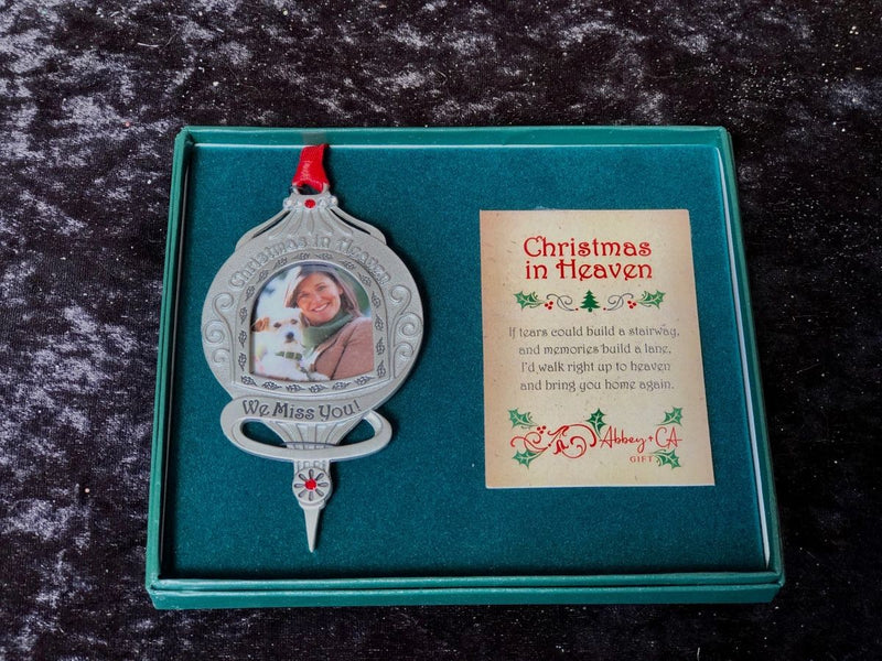 CHRISTMAS IN HEAVEN TEARDROP PHOTO MEMORY ORNANENT C0745