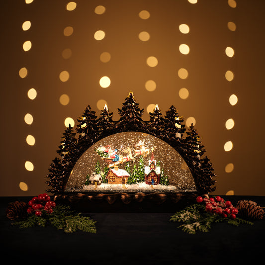 GLITTER LANTERN - CANDLE BRIDGE WITH SANTA SLEIGH JT14-1 