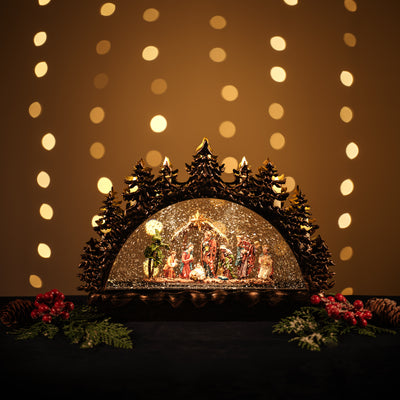 GLITTER LANTERN - CANDLE BRIDGE WITH NATIVITY SCENE JT14-3