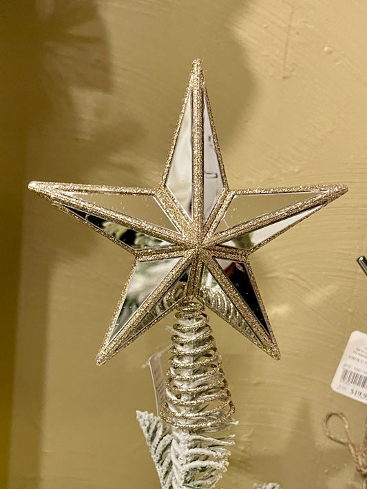MINI 5 POINT MIRRORED TREE TOPPER STAR CHAMPAGNE DXM087