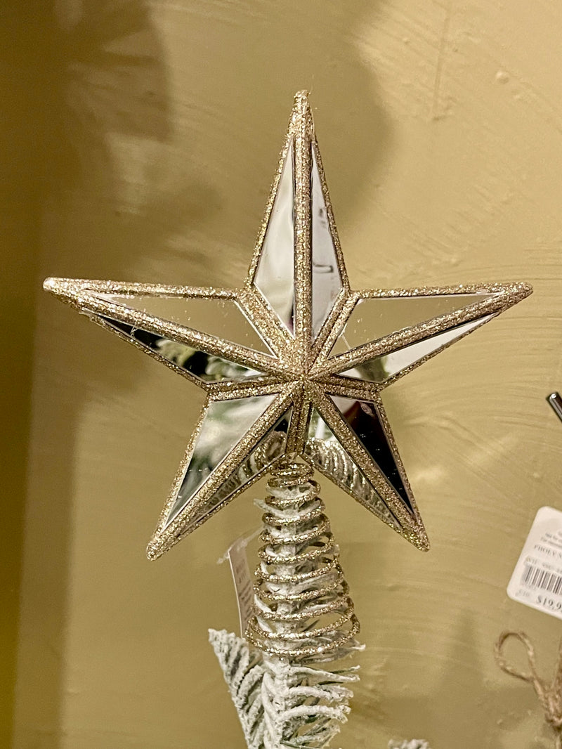 MINI 5 POINT MIRRORED TREE TOPPER STAR CHAMPAGNE DXM087