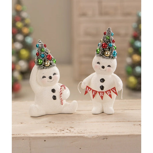 BETHANY LOWE RETRO MERRY SNOWMAN WITH TREE TL1353