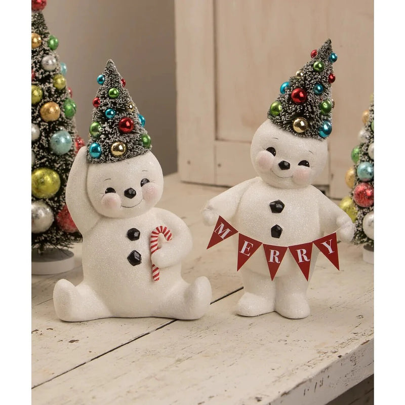 BETHANY LOWE RETRO CANDY CANE SNOWMAN WITH TREE TL1358