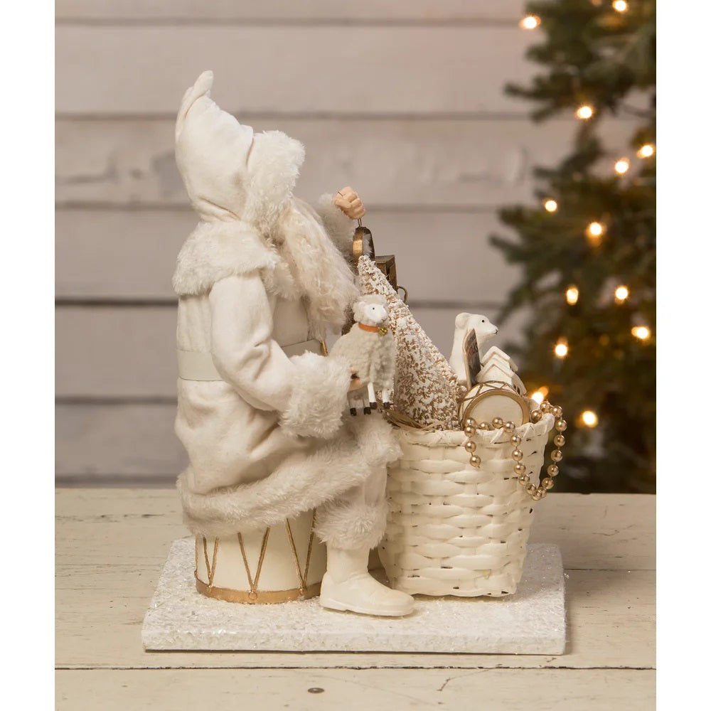 BETHANY LOWE VINTAGE WINTER WISHES SITTING SANTA WITH BASKET OF TOYS TD2148