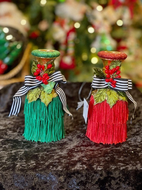 KATHERINE'S COLLECTION - MERRY & BRIGHT 6.5 INCH CANDLESTICKS SET OF 2
