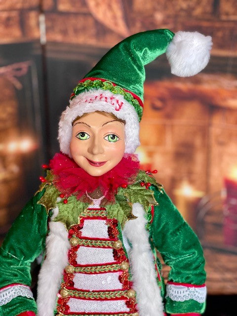 KATHERINE'S COLLECTION SANTA CLAUS IS COMING TO TOWN - 26" NAUGHTY DOLL