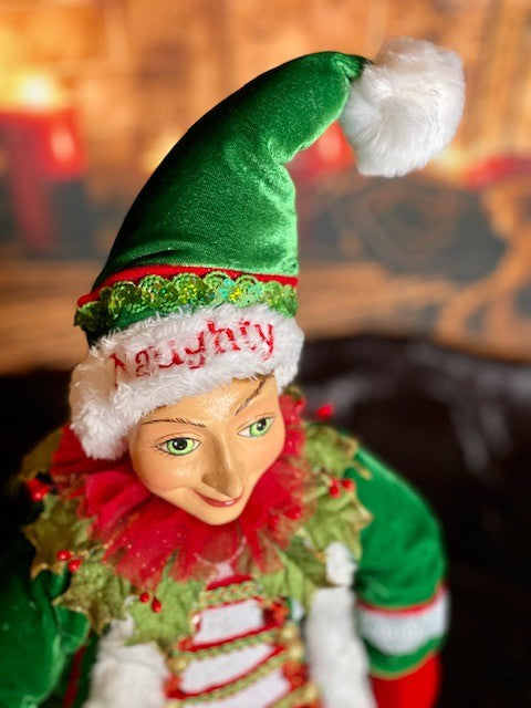 KATHERINE'S COLLECTION SANTA CLAUS IS COMING TO TOWN - 26" NAUGHTY DOLL