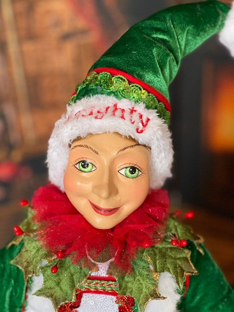 KATHERINE'S COLLECTION SANTA CLAUS IS COMING TO TOWN - 26" NAUGHTY DOLL