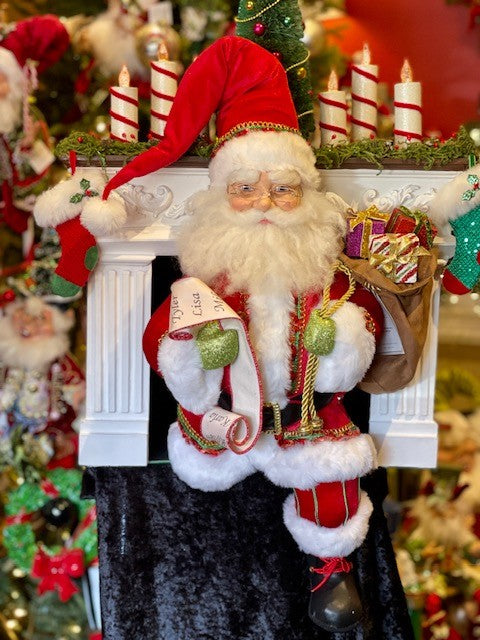 SANTA CLAUS IS COMING TO TOWN - 36" SANTA COMING OUT FIREPLACE TREETOPPER/TABLE PIECE 28-128173