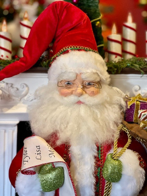 SANTA CLAUS IS COMING TO TOWN - 36" SANTA COMING OUT FIREPLACE TREETOPPER/TABLE PIECE 28-128173