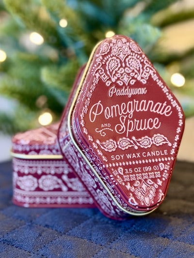 PADDYWAX - EMBOSSED DIAMOND TIN - POMEGRANATE SPRUCE STN0301AU