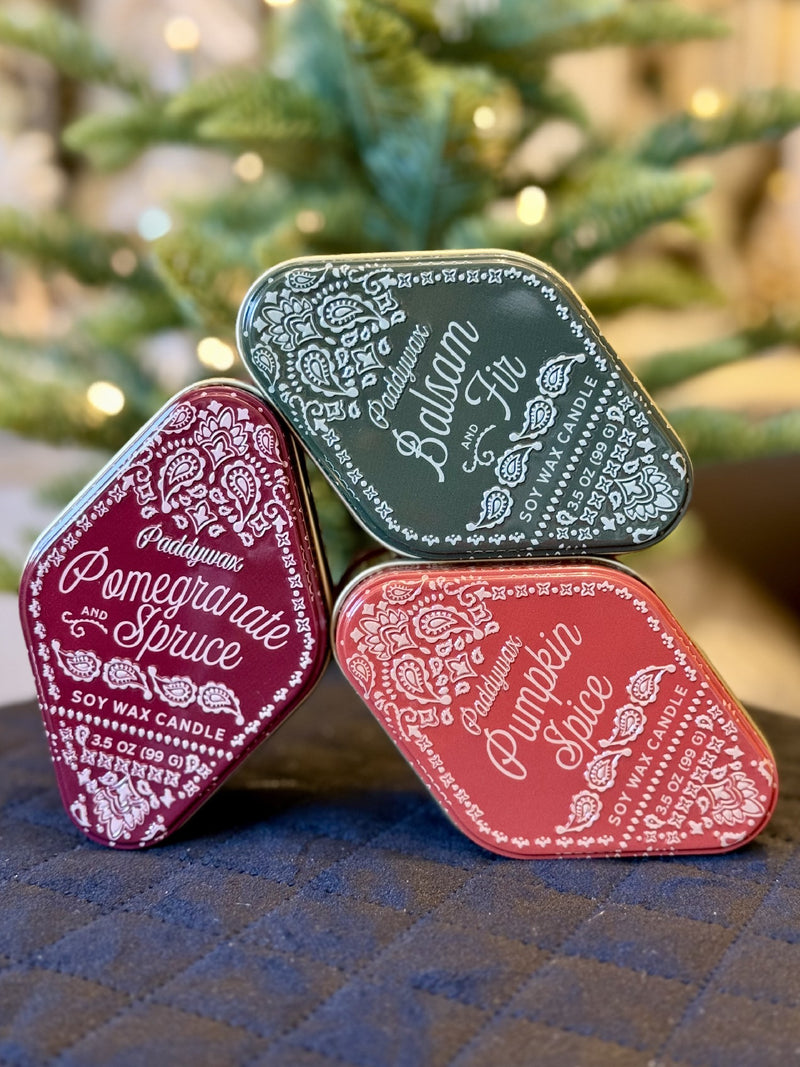 PADDYWAX - EMBOSSED DIAMOND TIN - POMEGRANATE SPRUCE STN0301AU