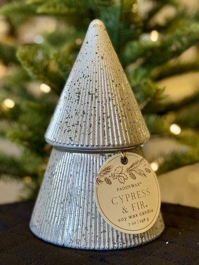 PADDYWAX WHITE/SILVER MERCURY STACKED TREE CANDLE CFST0703AU