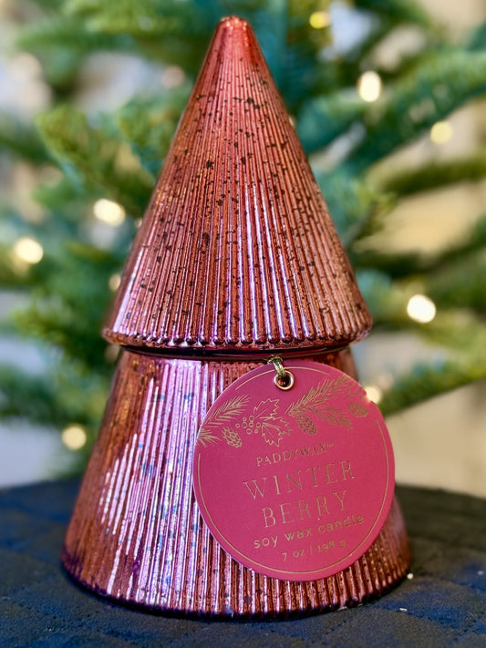 PADDYWAX - RED MERCURY GLASS STACKED TREE CANDLE CFST0705AU