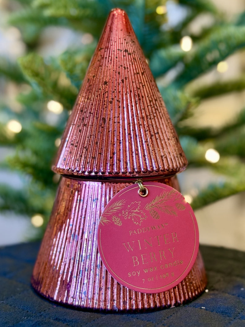 PADDYWAX - RED MERCURY GLASS STACKED TREE CANDLE CFST0705AU