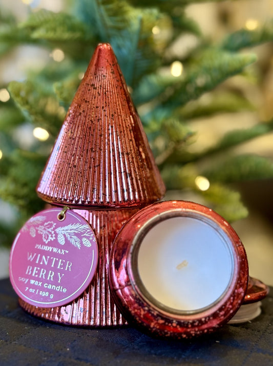 PADDYWAX - RED MERCURY GLASS STACKED TREE CANDLE CFST0705AU