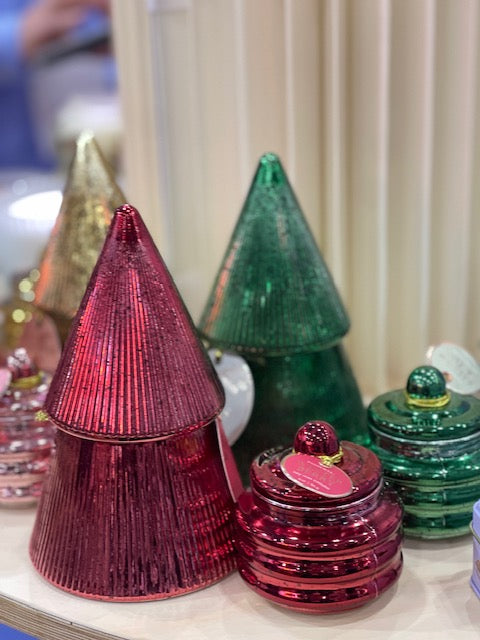 PADDYWAX - RED MERCURY GLASS STACKED TREE CANDLE CFST0705AU