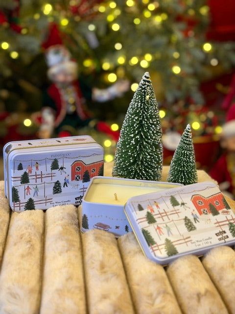 CHRISTMAS TREE FARM PRINTED TIN CANDLE CT0515AU