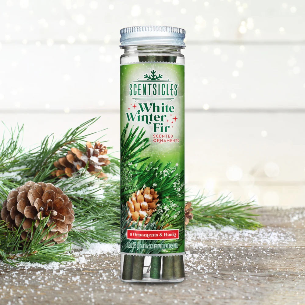 SCENTSICLES WHITE WINTER FIR SCENTED CHRISTMAS TREE DECORATIONS