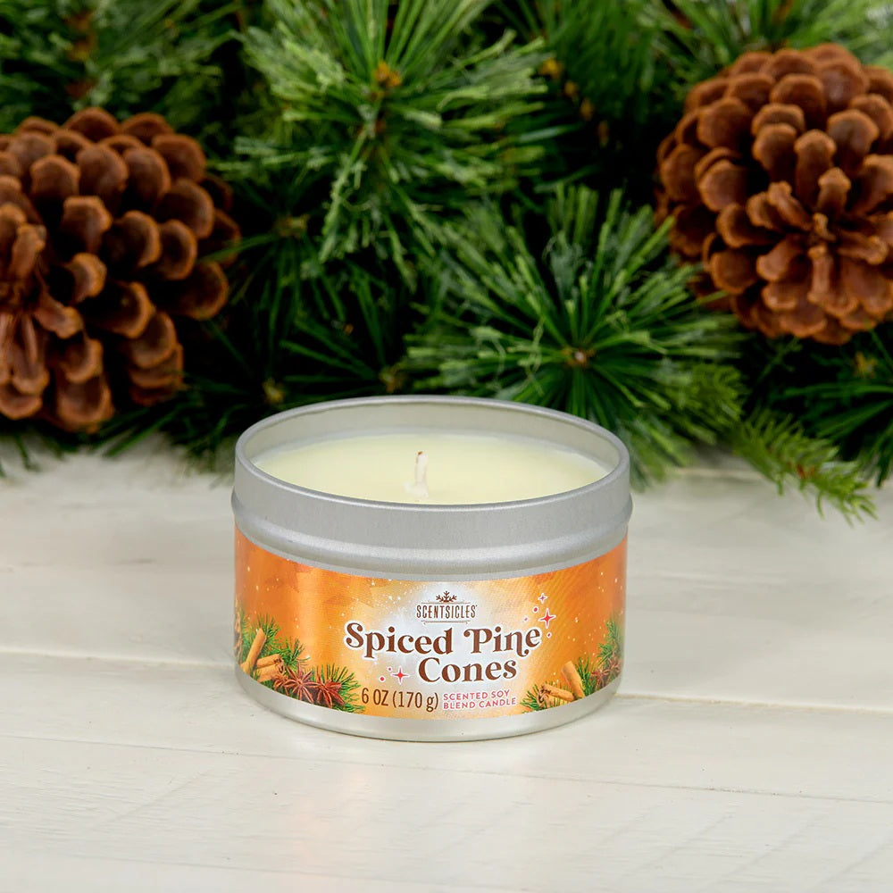 SCENTSICLES CANDLE TIN - SPICED PINE CONES