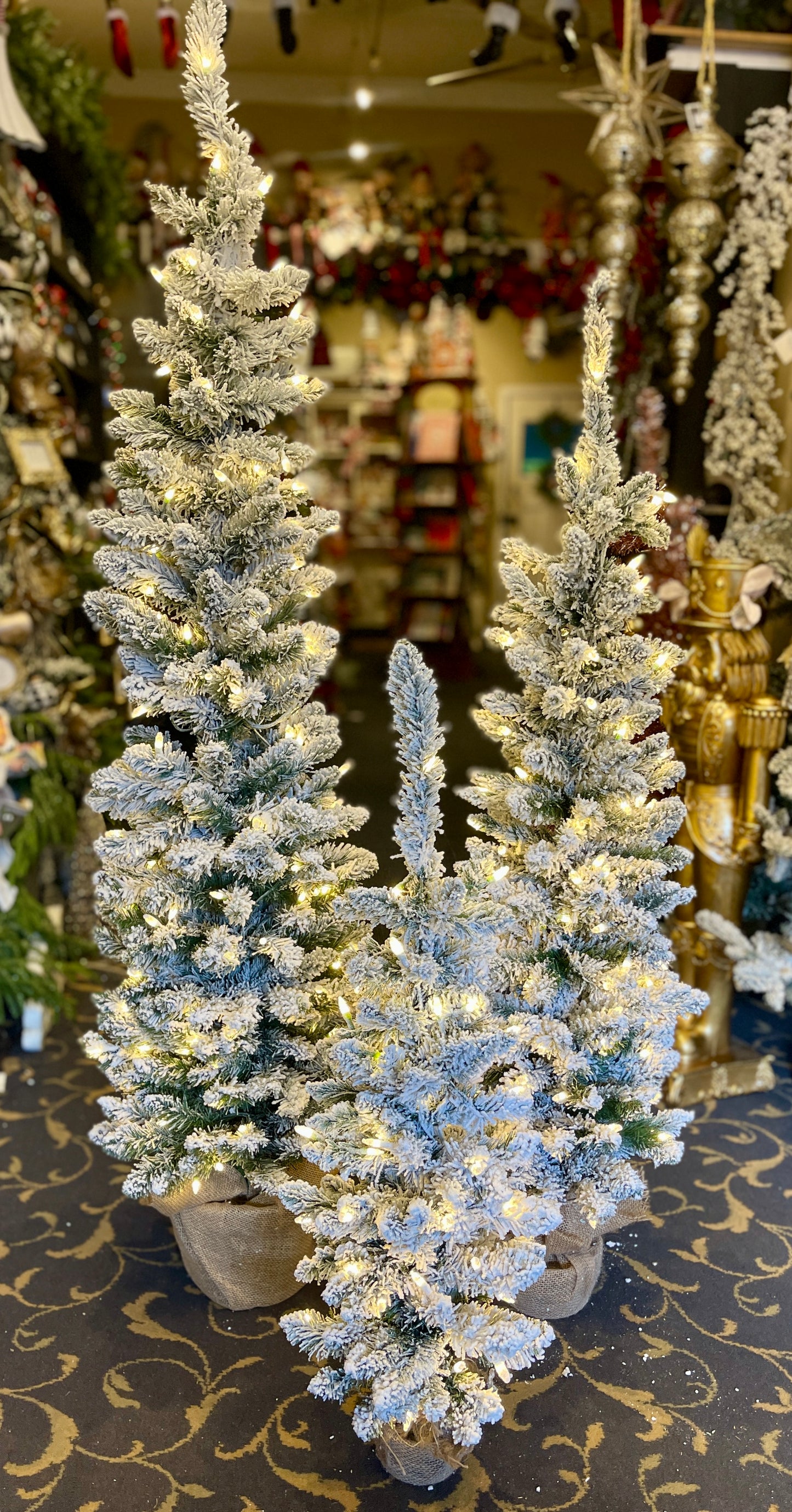 SET OF 3 SNOWY PINE SLIM PRE LIT TREES HZWB3 (BULKY ITEM EXTRA POSTAGE)