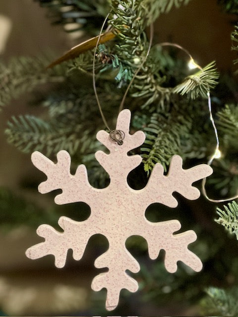 WOODEN GLITTER SNOWFLAKE HANGING ORNAMENT 33852