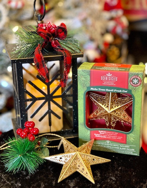 SCENTSICLES WHITE WINTER FIR SCENTED GOLD STAR ORNAMENT