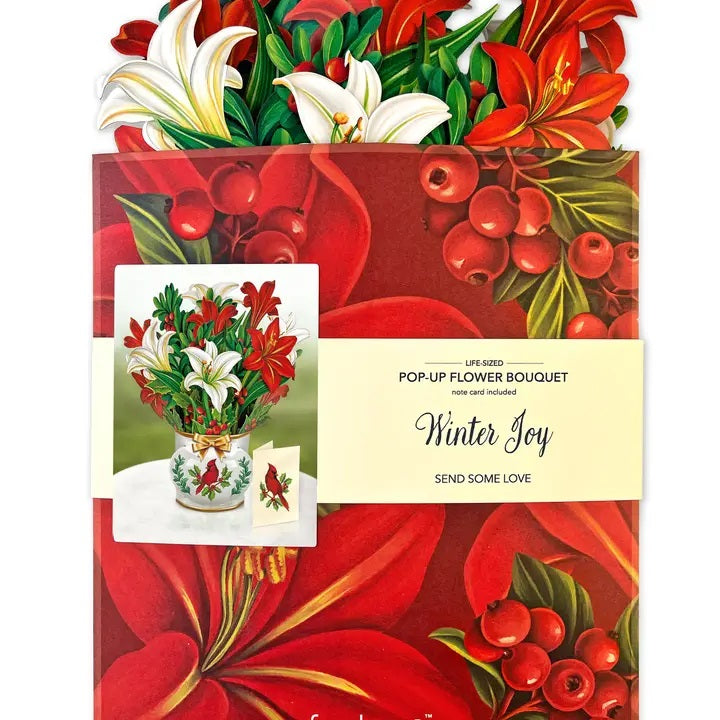 WINTER JOY CHRISTMAS LILLY BOUQUET POP UP CHRISTMAS CARD