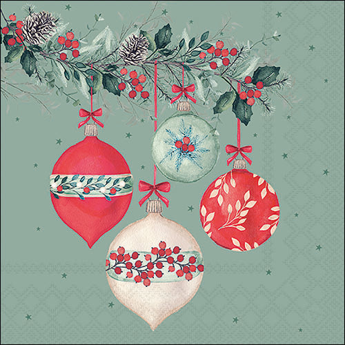 GREEN BERRY BAUBLES 20 PACK LUNCHEON NAPKINS 33319187