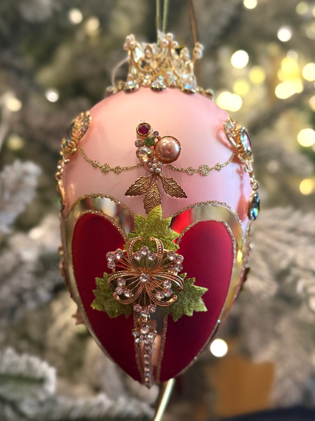 MARK ROBERTS - Pink & Raspberry Faberge Jewel Egg Ornament 36-61478