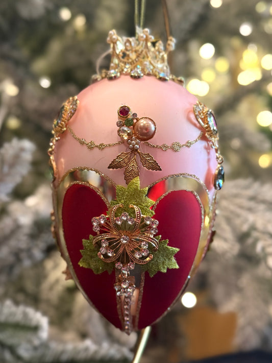 MARK ROBERTS - Pink & Raspberry Faberge Jewel Egg Ornament 36-61478