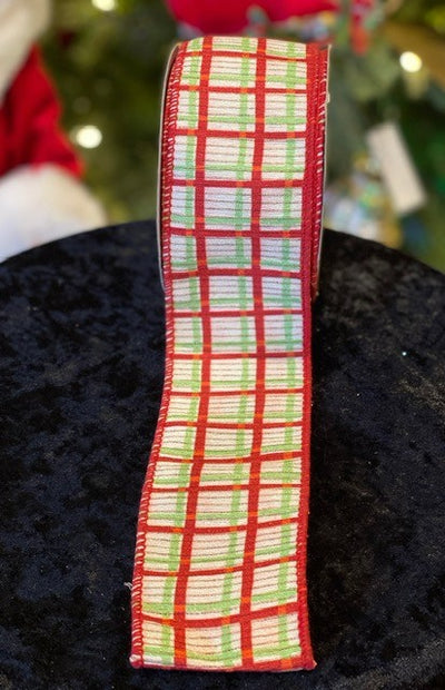 RED/GREEN ON WHITE CHECK RIBBON 268683