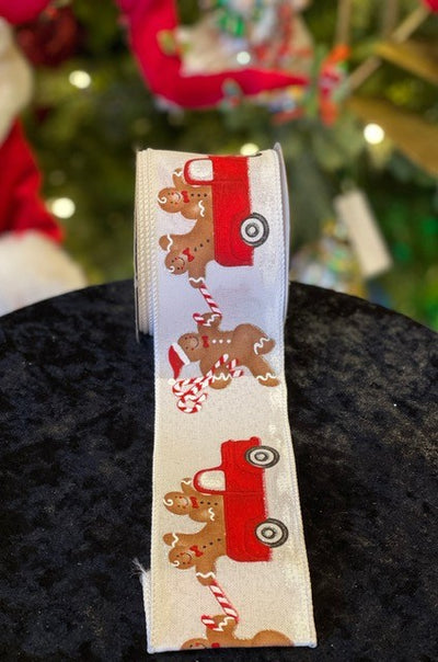 WHITE WITH GINGERBREADS IN TRUCK RIBBON 289445