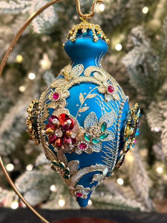MARK ROBERTS - Teal Kings Jewel Fancy Finial Ornament 36-61506