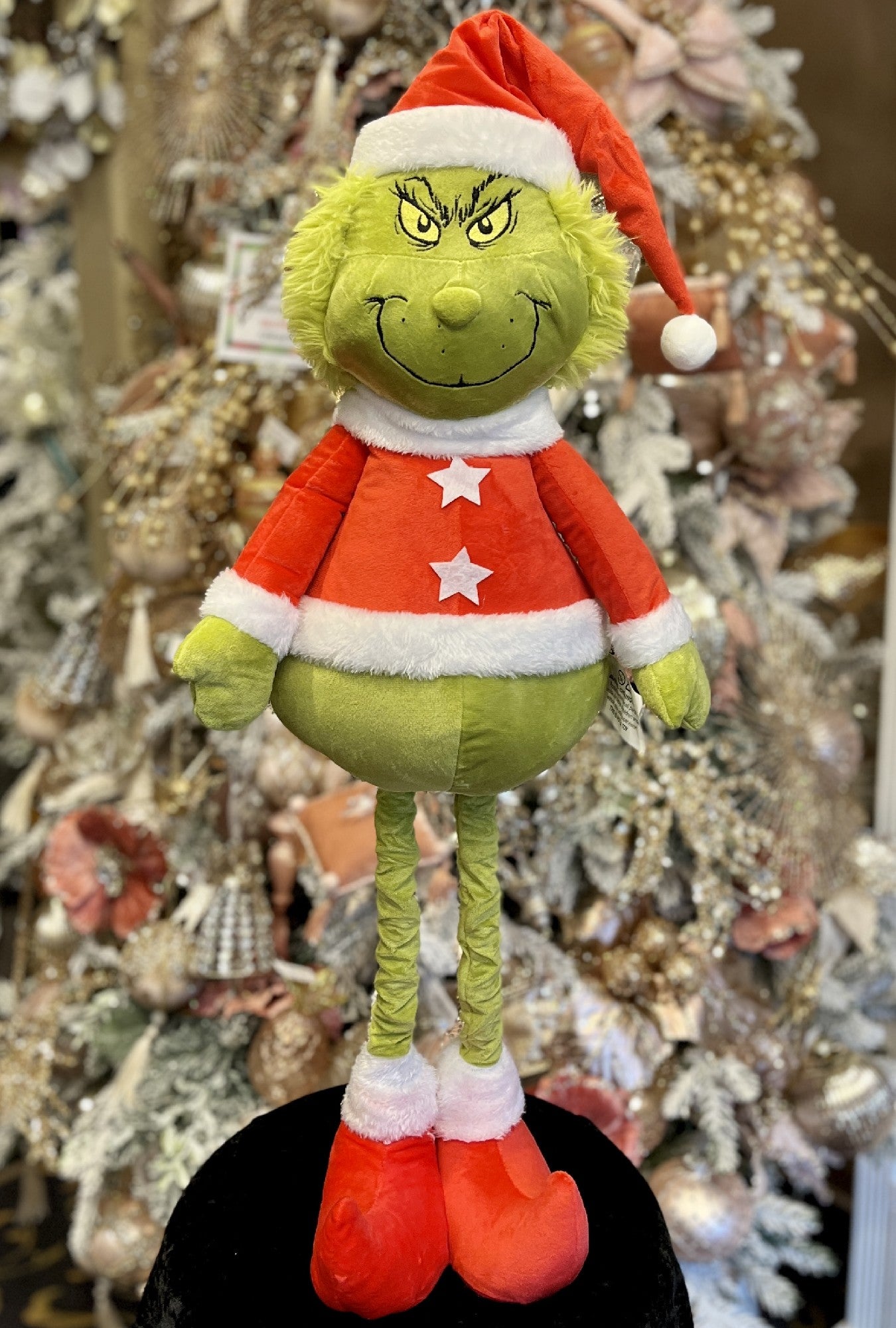 SMALL EXTENDABLE LEG GRINCH IN SANTA SUIT 21126 – MAKING SPIRITS BRIGHT