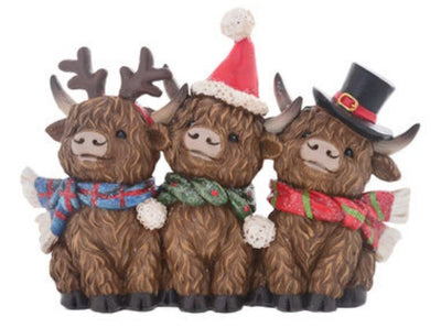 CHRISTMAS HIGHLAND COW TRIO 26772