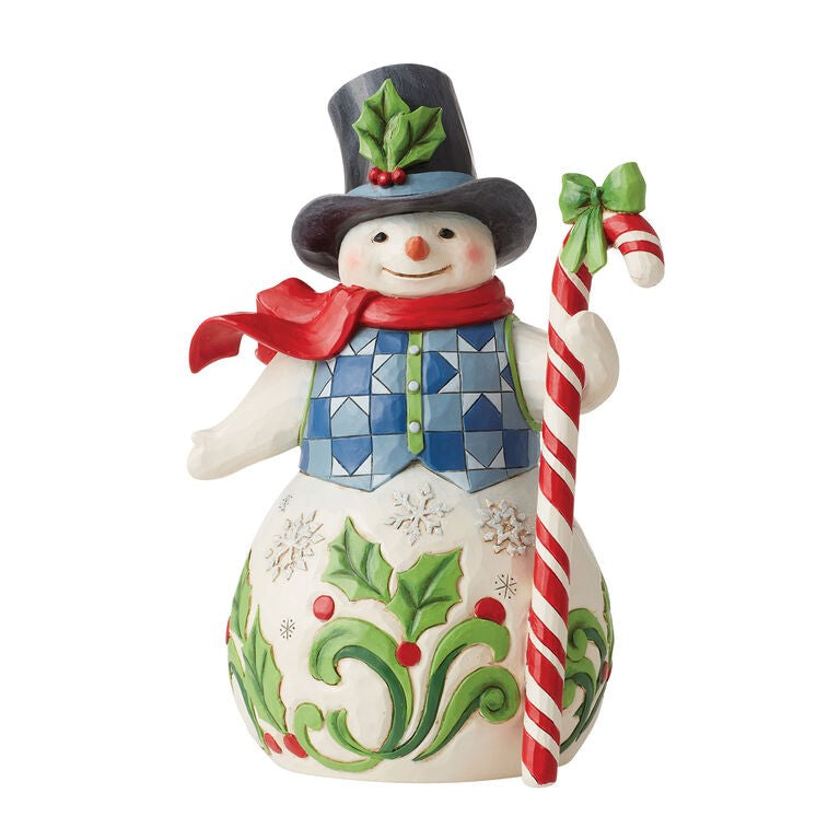 JIM SHORE - HWC SNOWMAN WITH CANDY CANE 6013686