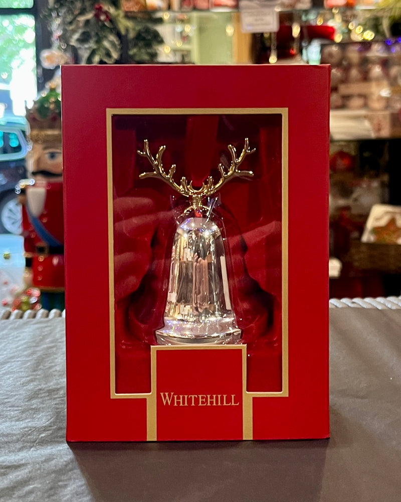 SILVER PLATED BELL WITH ANTLERS IN GIFT BOX WP4064