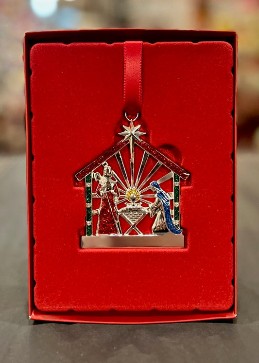 SILVER PLATED NATIVITY HANGING ORNAMENT WP4124