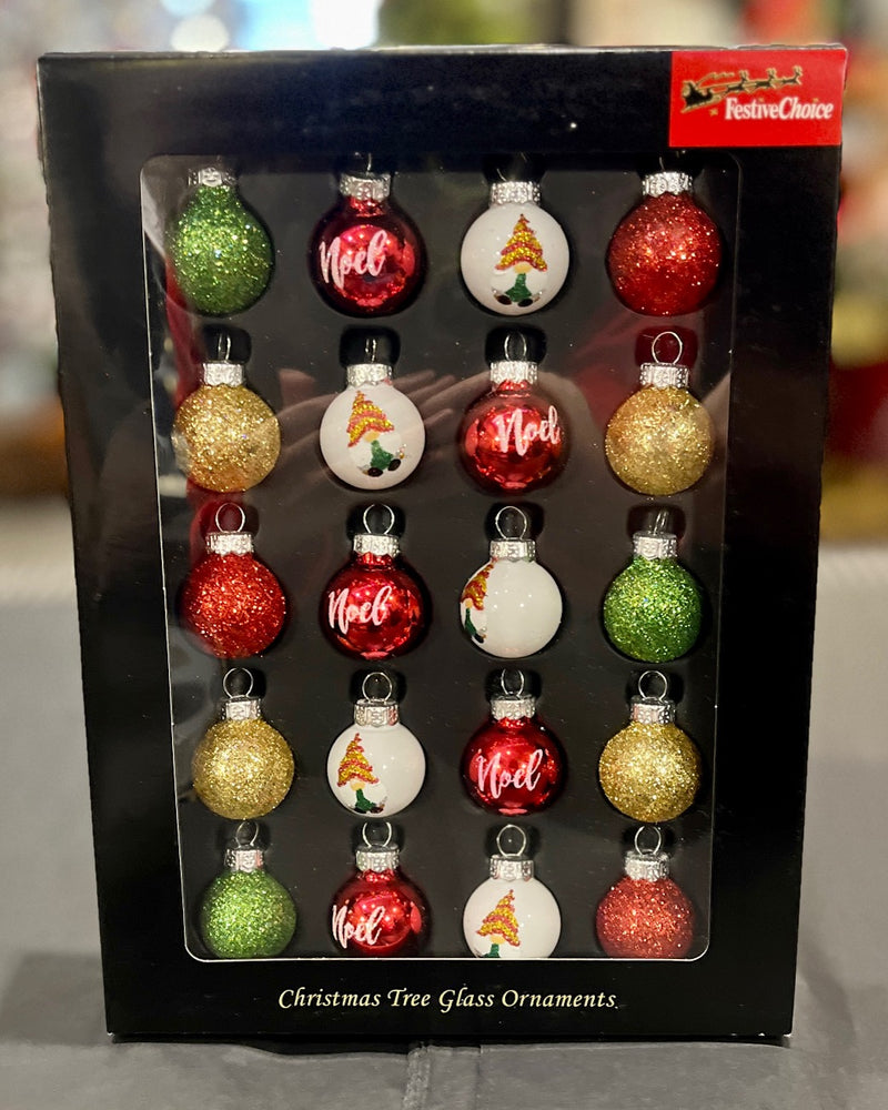 SET OF 20 MODERN MIXED MINI BAUBLES 24594/G