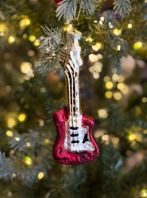 GUITAR BRIGHT RED GLASS ORNAMENT ML004-26