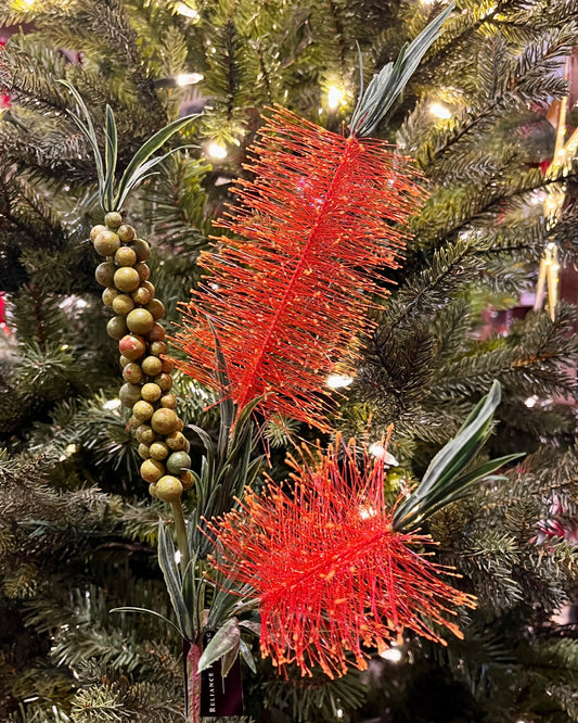 RED BOTTLE BRUSH FLOWER SPRAY 5427RD